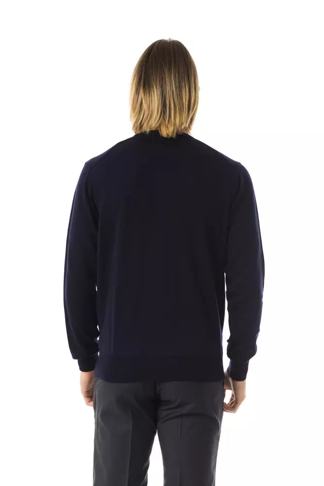 Uominitaliani Blauer Herren-Pullover aus Merinowolle
