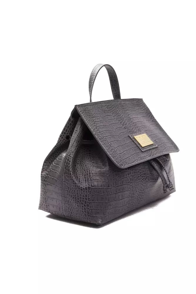 Pompei Donatella Grey Leather Women's Shoulder Bag