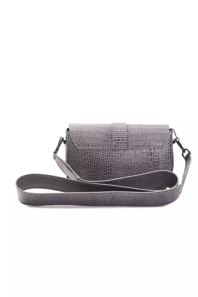 Pompei Donatella Graue Leder-Crossbody-Tasche für Damen