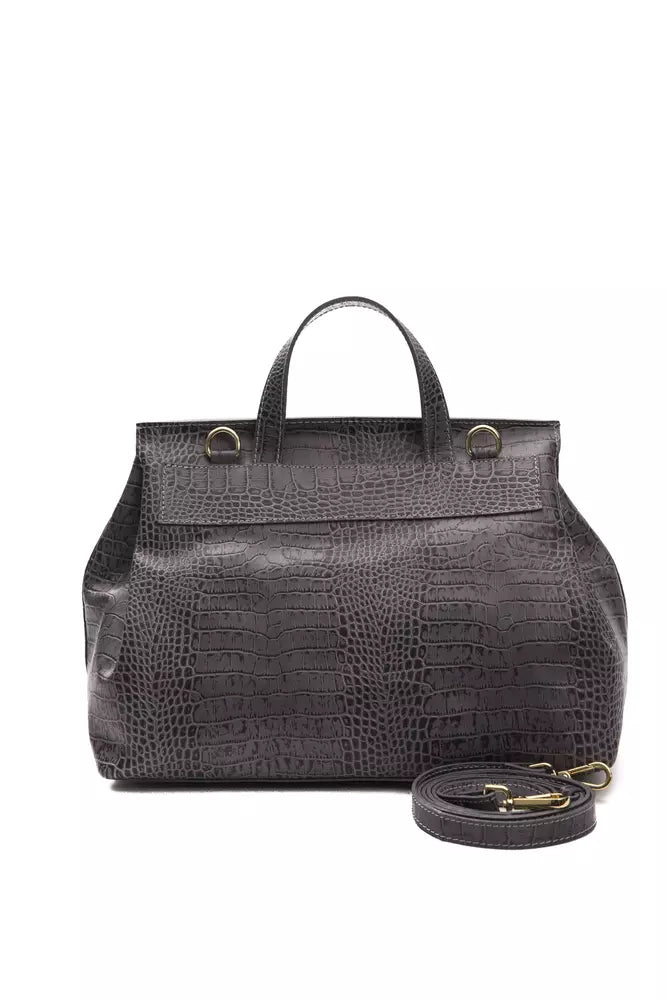 Pompei Donatella Grey Leather Women's Shoulder Bag