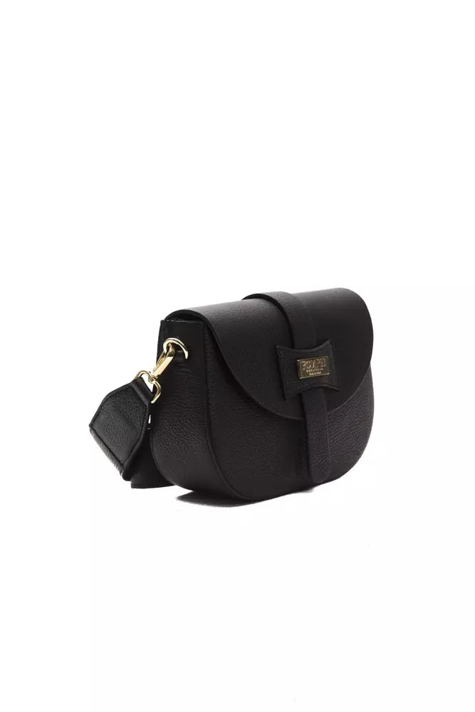 Pompei Donatella Black Leather Women's Crossbody Bag