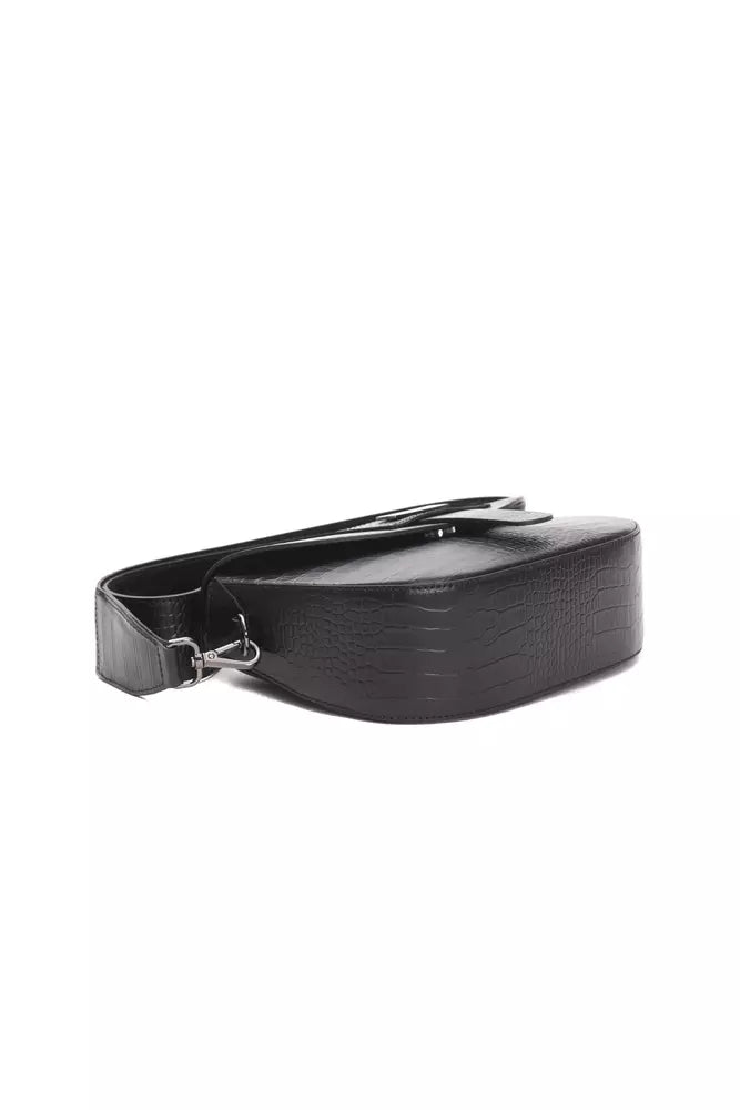 Pompei Donatella Schwarze Leder-Umhängetasche für Damen