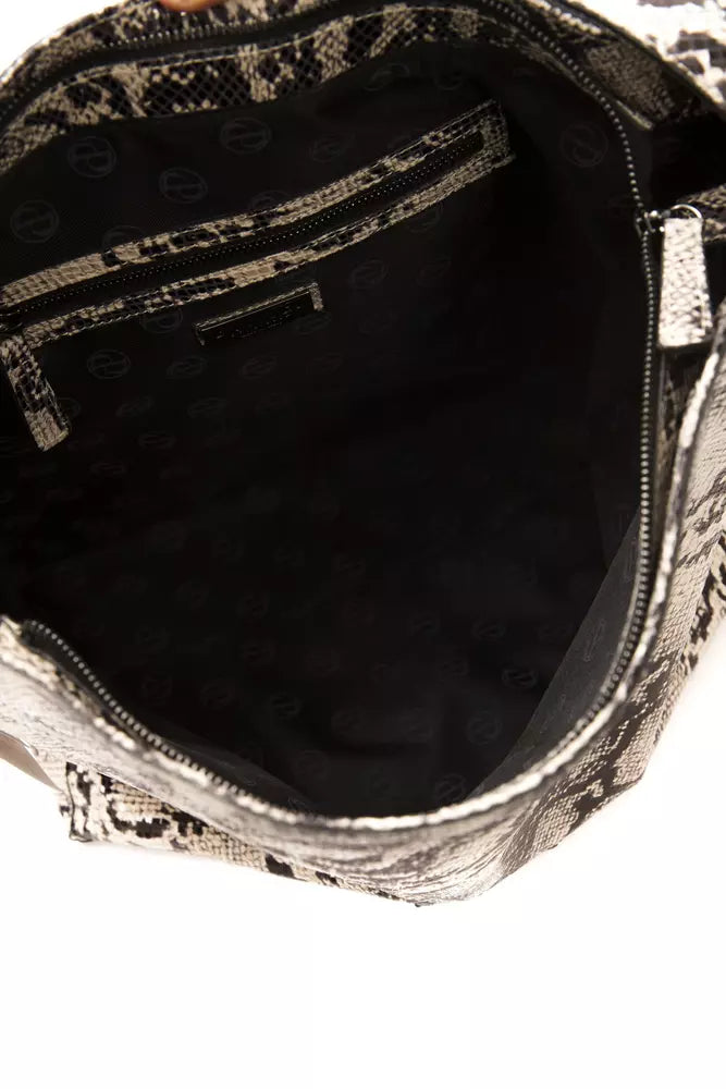 Pompei Donatella Grau-graue Leder-Umhängetasche für Damen