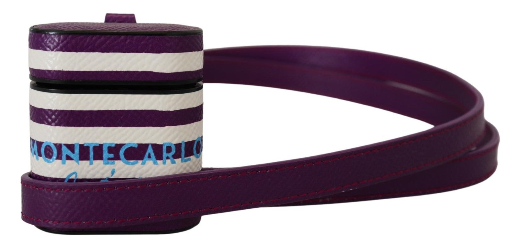 Dolce & Gabbana Lila Lederband Gold Metall Logo Airpods Tasche