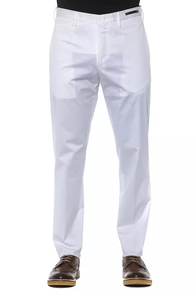 PT Torino White Cotton Trousers for Men