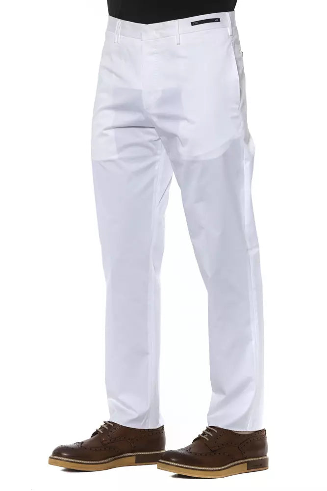 PT Torino White Cotton Trousers for Men