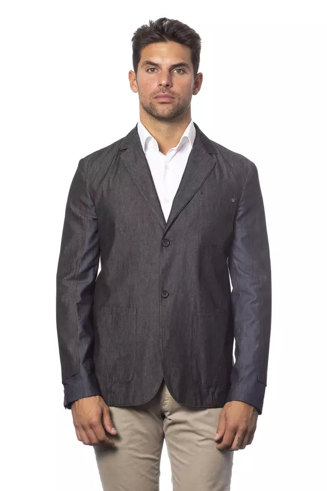 Verri Grauer Baumwoll-Blazer für Herren mit Einreiher