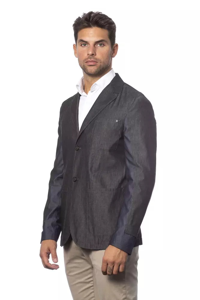 Verri Grauer Baumwoll-Blazer für Herren mit Einreiher