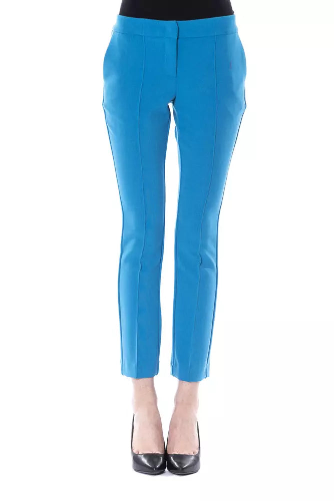 BYBLOS Light blue women's skinny trousers made of polyester