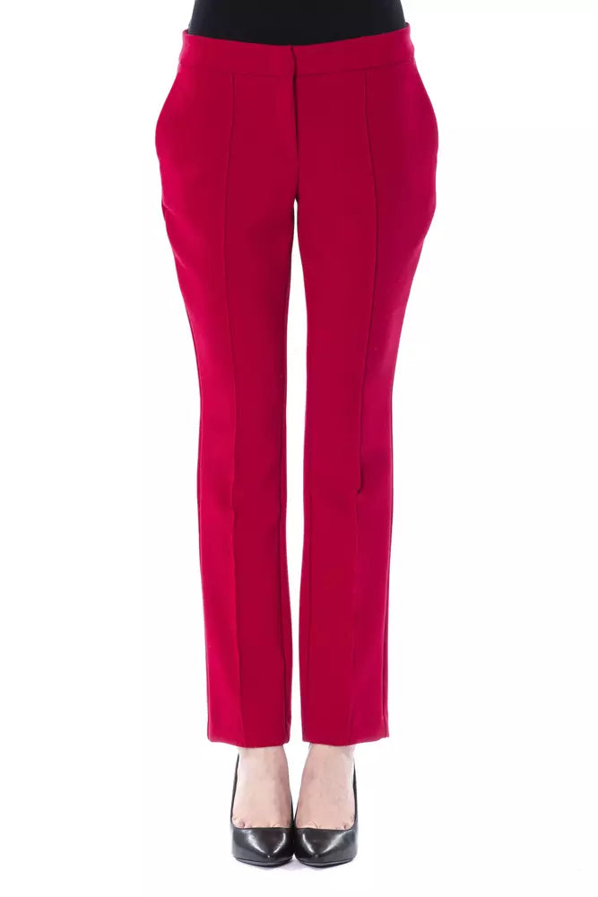 BYBLOS Fuchsia-colored women's trousers made of polyester
