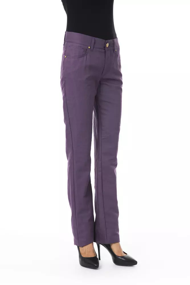 BYBLOS Purple women's trousers made of cotton