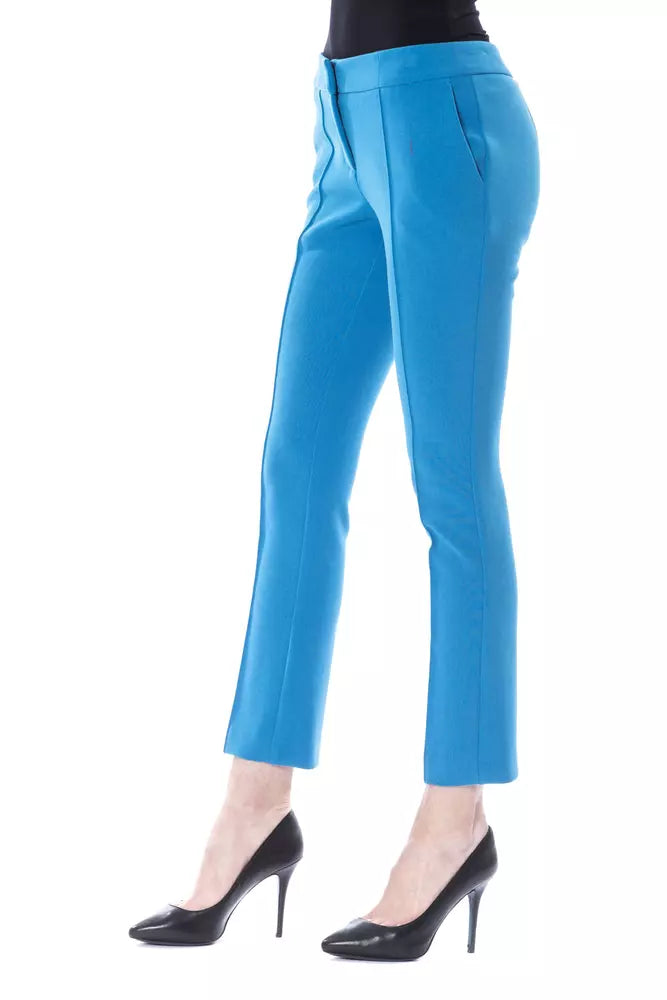 BYBLOS Light blue women's skinny trousers made of polyester