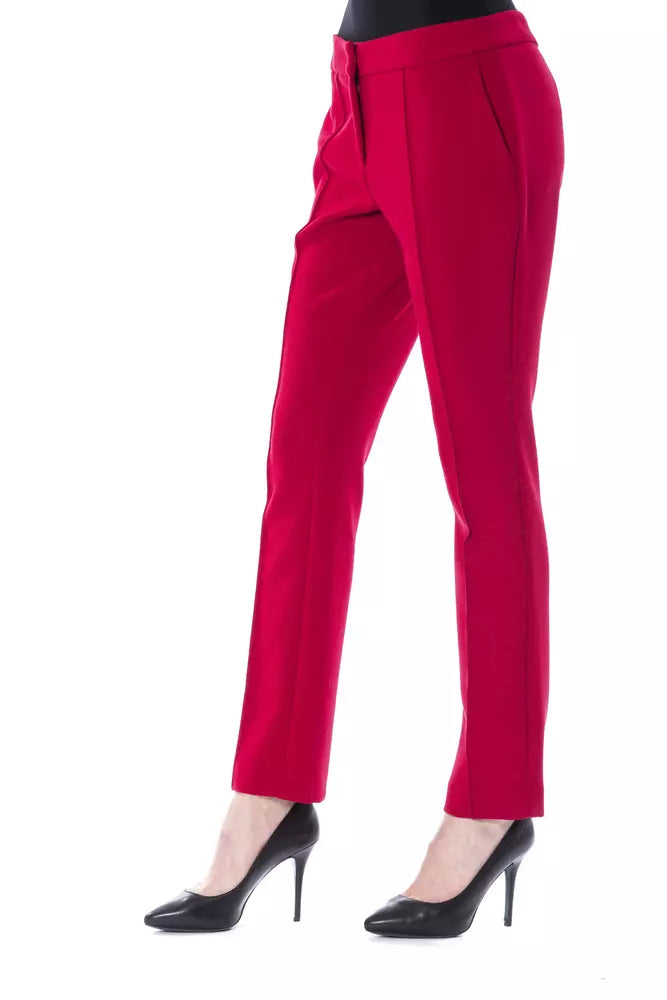 BYBLOS Fuchsia-colored women's trousers made of polyester