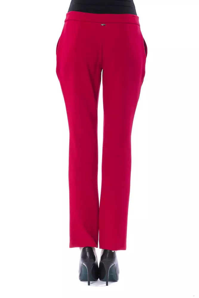 BYBLOS Fuchsia-colored women's trousers made of polyester