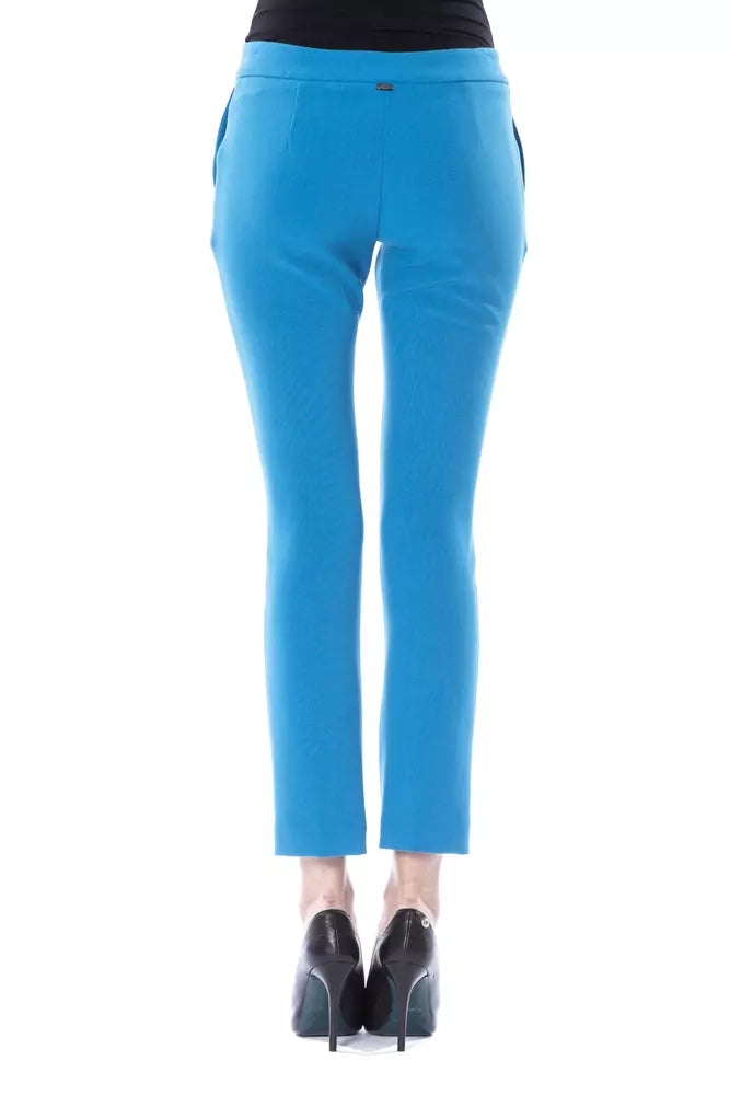BYBLOS Light blue women's skinny trousers made of polyester