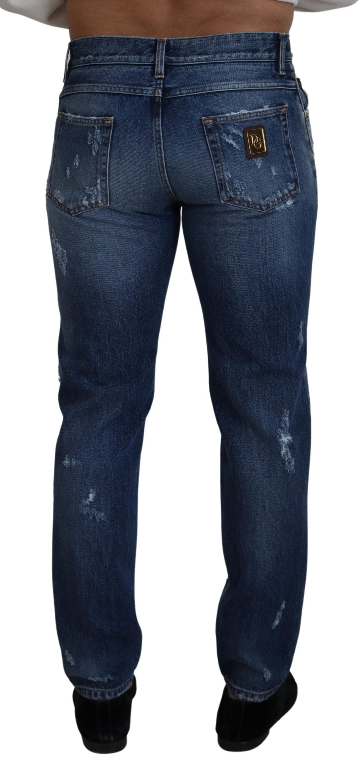 Dolce & Gabbana Blaue Baumwolle zerfleddert Männer Denim Jeans