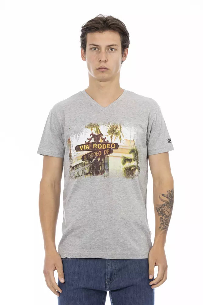 Trussardi Action Grey Cotton T-Shirt for Men