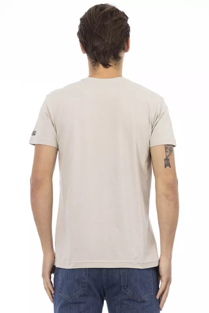 Trussardi Action Beigefarbenes Herren-T-Shirt aus Baumwolle