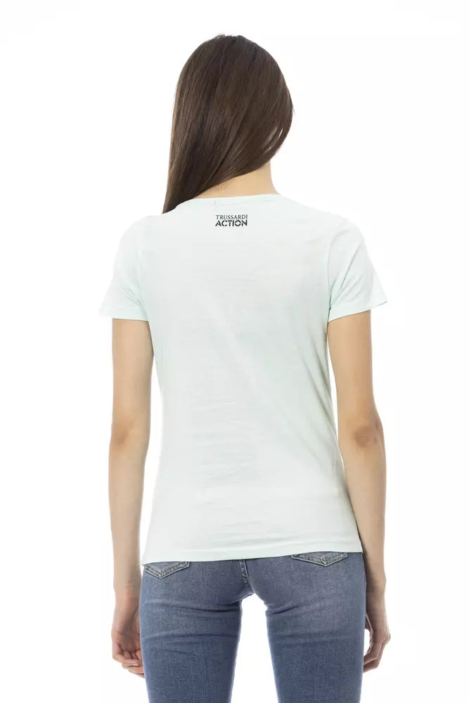 Trussardi Action Hellblaues T-Shirt aus Baumwolle für Frauen