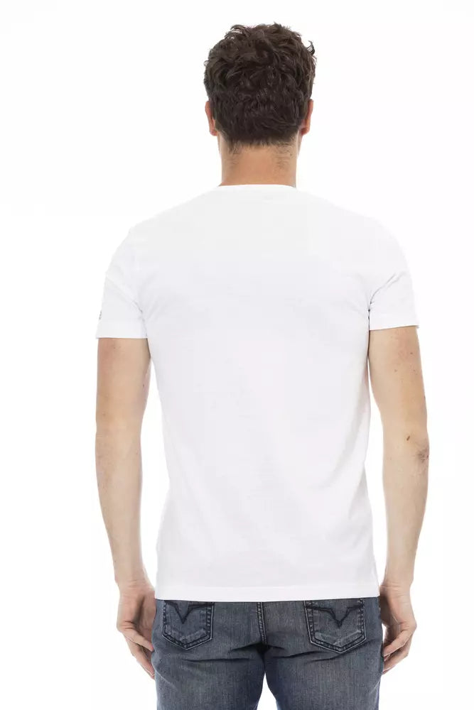 Trussardi Action T-Shirt mit V-Ausschnitt aus weißer Baumwolle für Männer