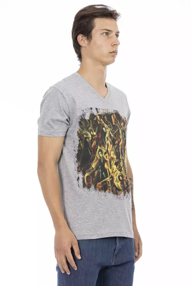 Trussardi Action Graues Herren T-Shirt aus Baumwolle
