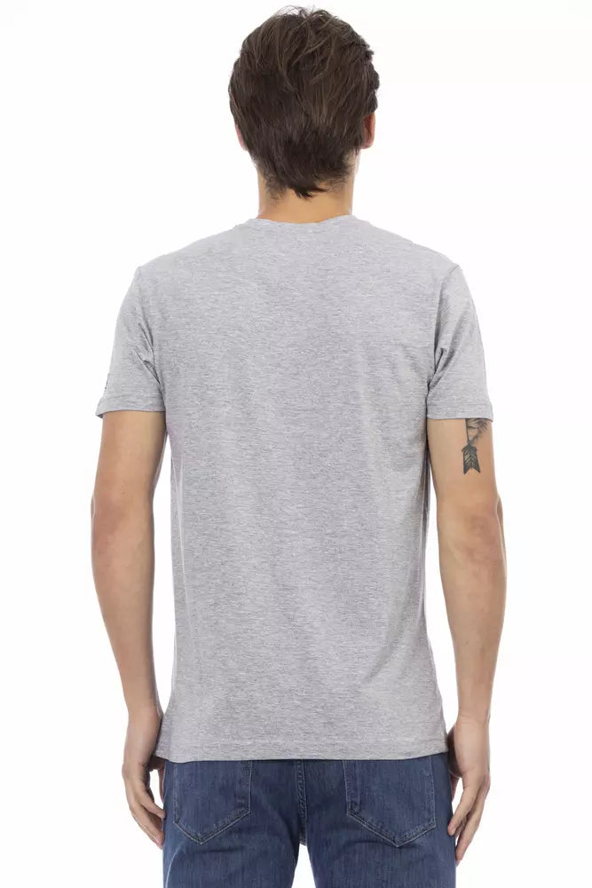 Trussardi Action Graues Herren T-Shirt aus Baumwolle