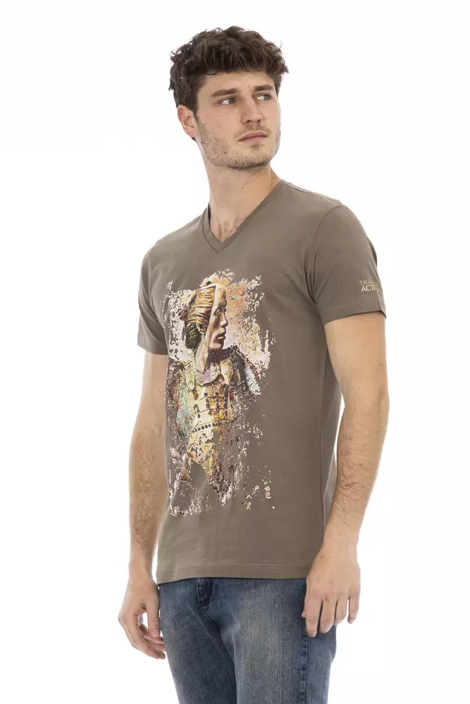 Trussardi Action Braunes Herren T-Shirt aus Baumwolle