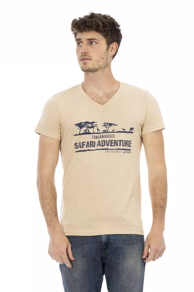 Trussardi Action Beiges Baumwoll-T-Shirt für Herren