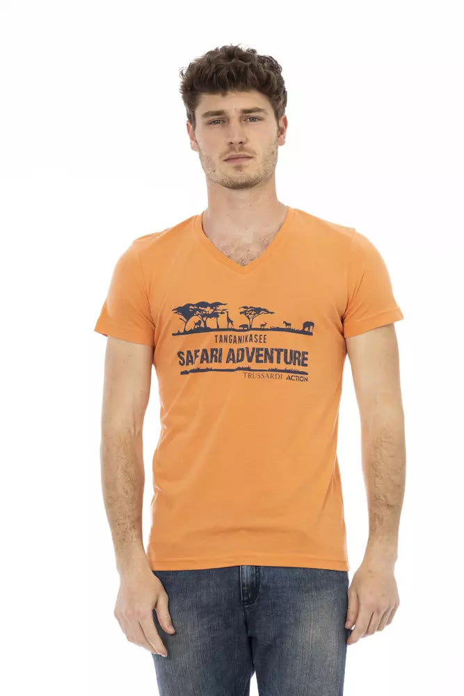Trussardi Action Orangefarbenes Baumwoll-T-Shirt für Herren