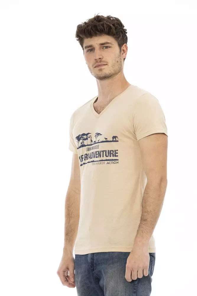 Trussardi Action Beiges Baumwoll-T-Shirt für Herren