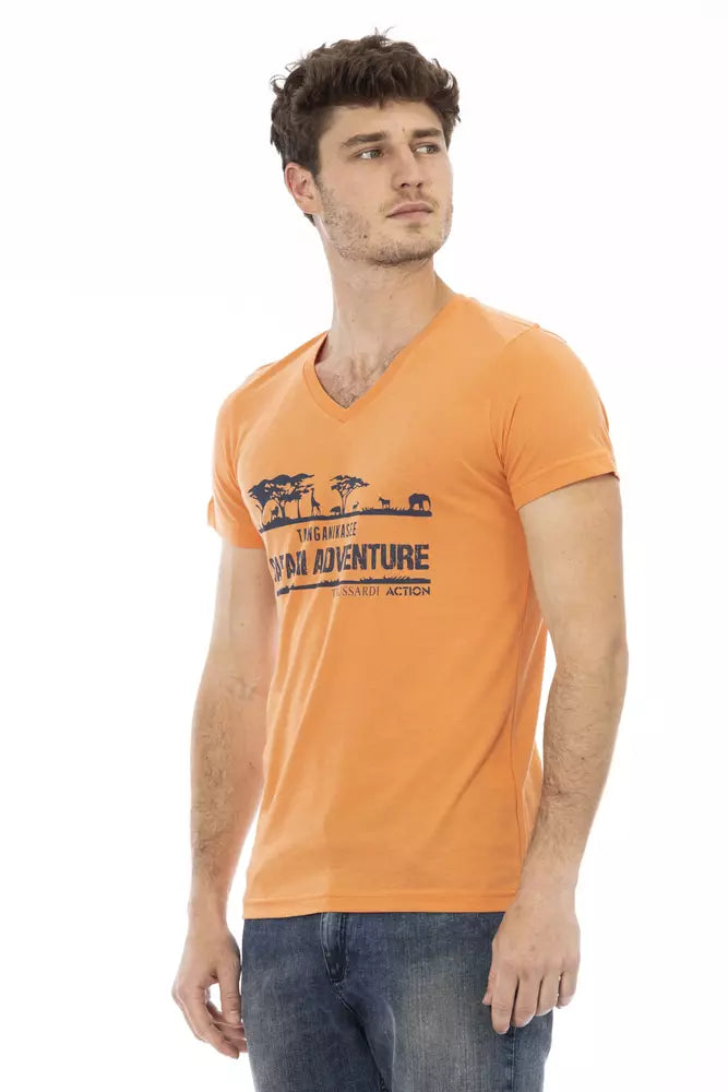 Trussardi Action Orangefarbenes Baumwoll-T-Shirt für Herren