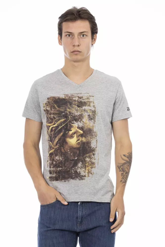 Trussardi Action Graues Herren T-Shirt aus Baumwolle