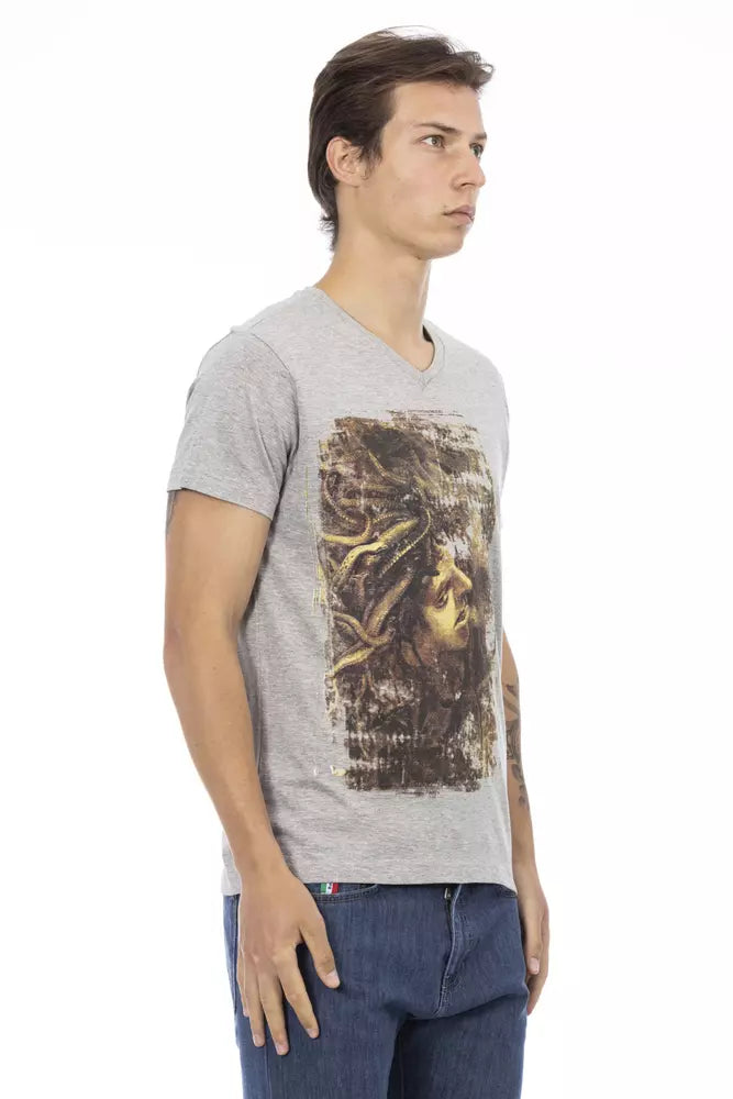 Trussardi Action Graues Herren T-Shirt aus Baumwolle