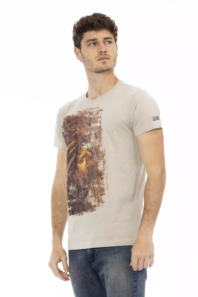 Trussardi Action Beigefarbenes Herren-T-Shirt aus Baumwolle