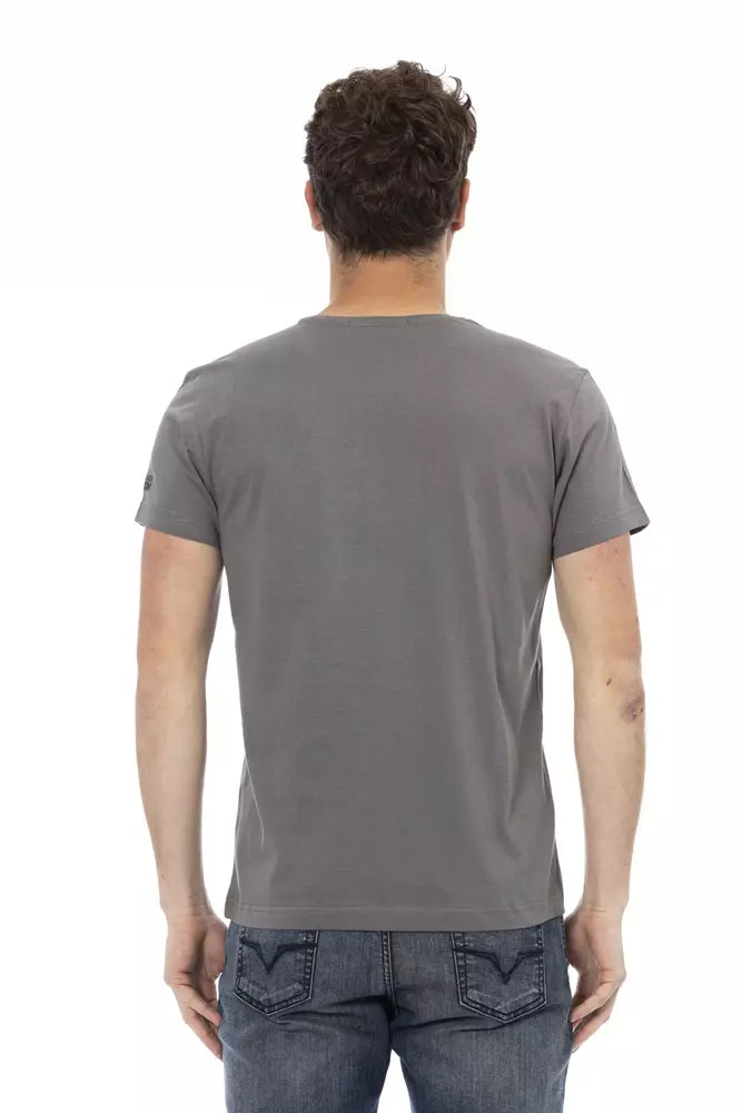 Trussardi Action Graues Herren T-Shirt aus Baumwolle