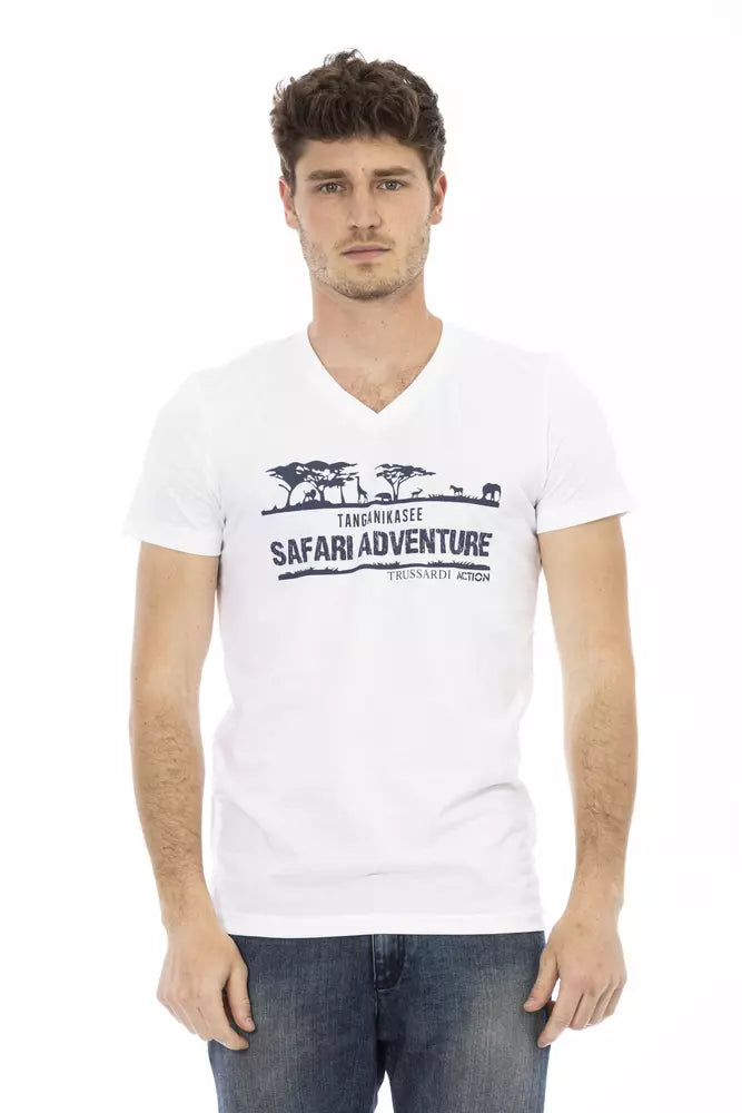 Trussardi Action Weißes Herren-T-Shirt aus Baumwolle