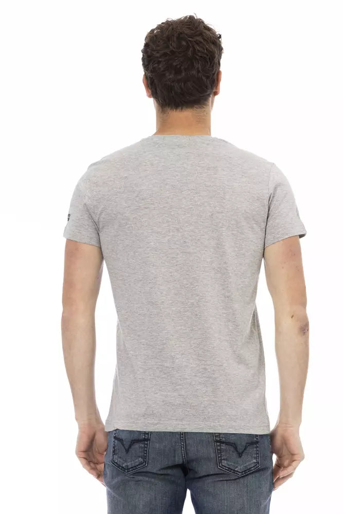 Trussardi Action Graues Herren-T-Shirt aus Baumwolle