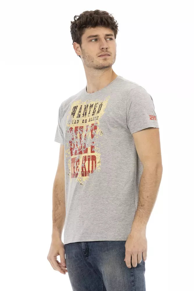 Trussardi Action Graues Herren T-Shirt aus Baumwolle