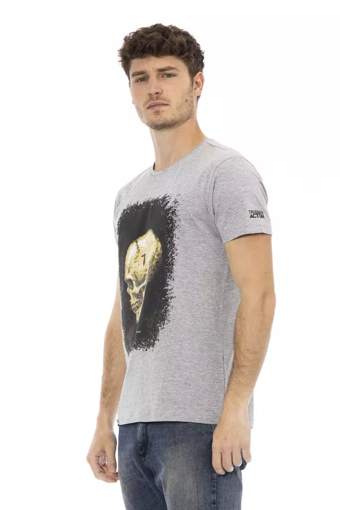 Trussardi Action Graues Baumwoll-T-Shirt für Herren