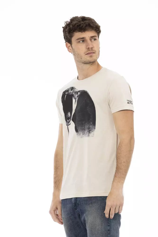 Trussardi Action Beigefarbenes Herren-T-Shirt aus Baumwolle