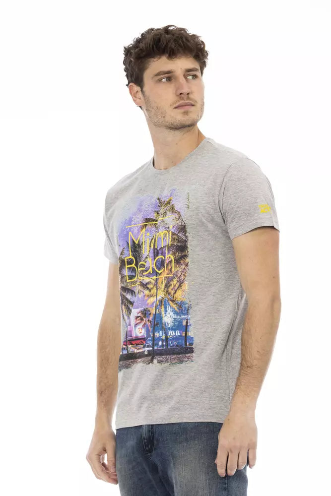 Trussardi Action Graues Herren-T-Shirt aus Baumwolle