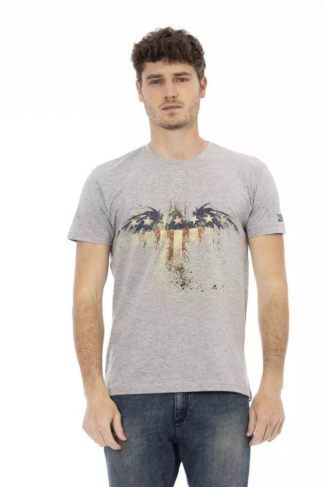 Trussardi Action Graues Herren T-Shirt aus Baumwolle