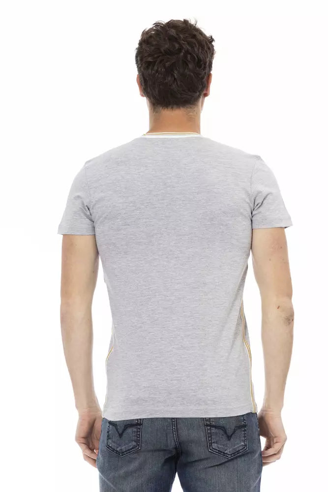 Trussardi Action Grey Men's V-Neck Cotton T-Shirt