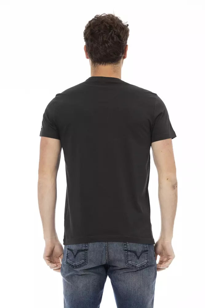 Trussardi Action Schwarzes Herren-T-Shirt aus Baumwolle