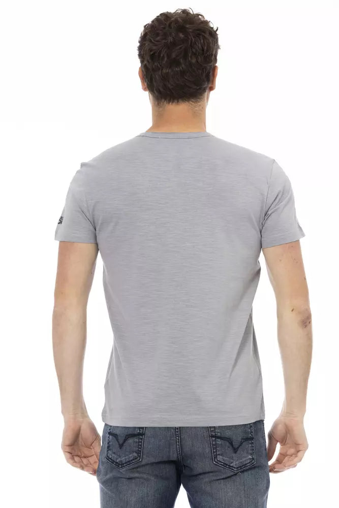 Trussardi Action Graues Herren T-Shirt aus Baumwolle