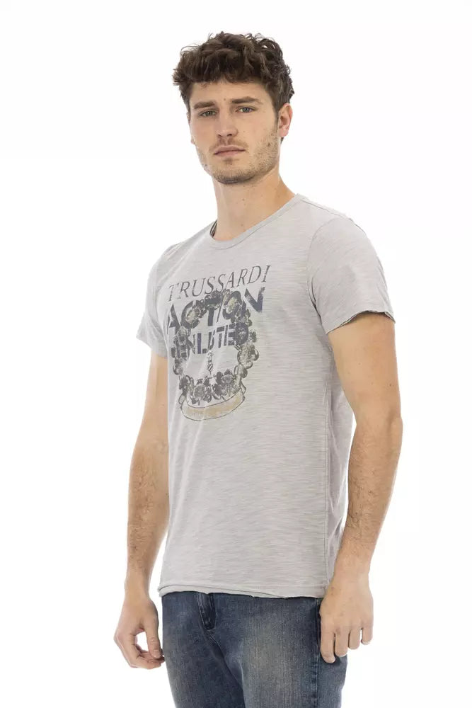 Trussardi Action Graues Herren T-Shirt aus Baumwolle