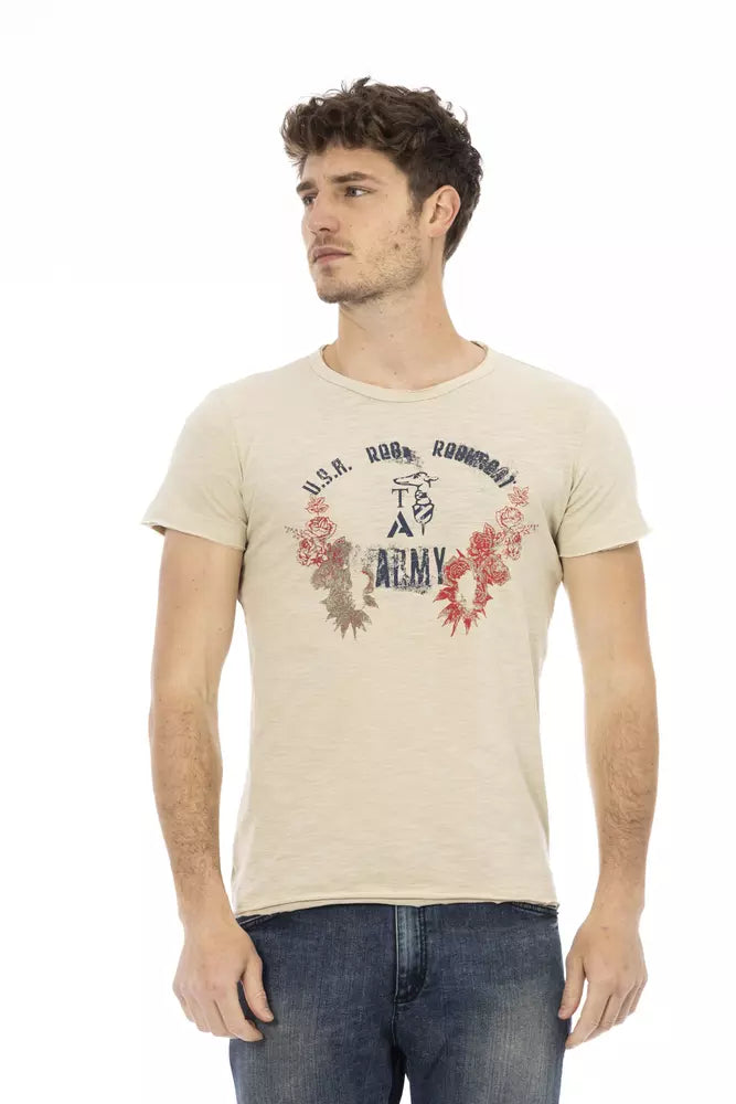 Trussardi Action Beigefarbenes Herren-T-Shirt aus Baumwolle