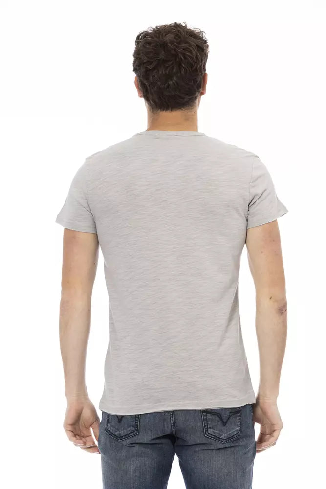 Trussardi Action Graues Herren T-Shirt aus Baumwolle