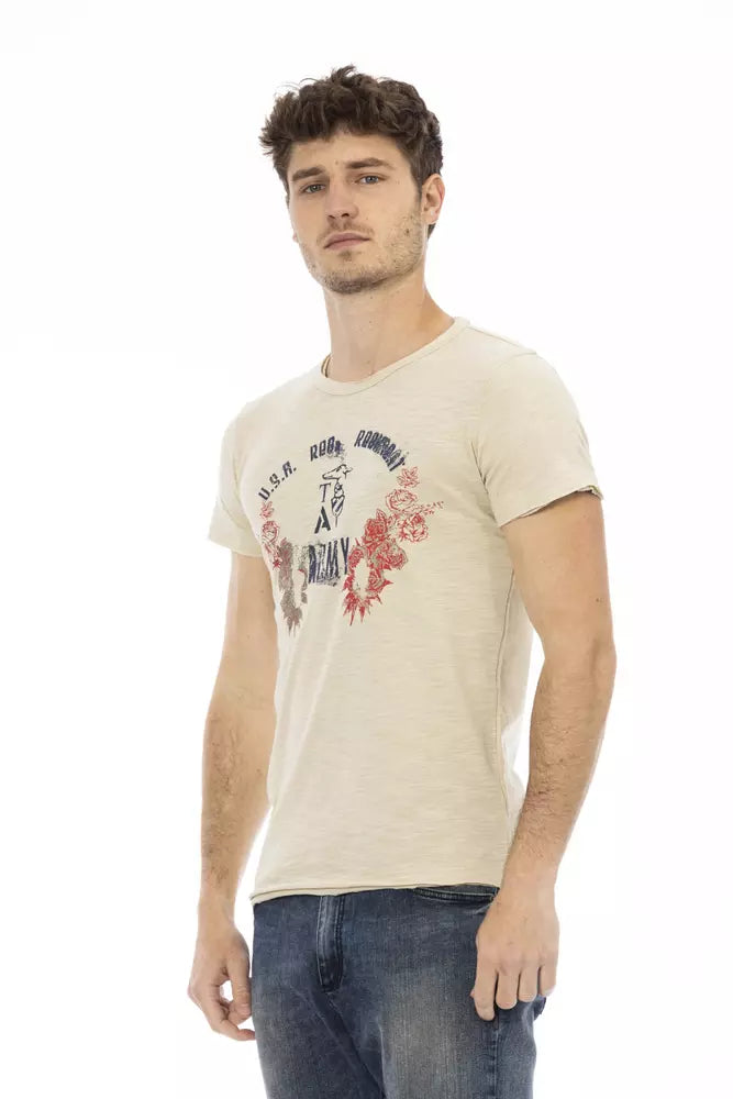 Trussardi Action Beigefarbenes Herren-T-Shirt aus Baumwolle