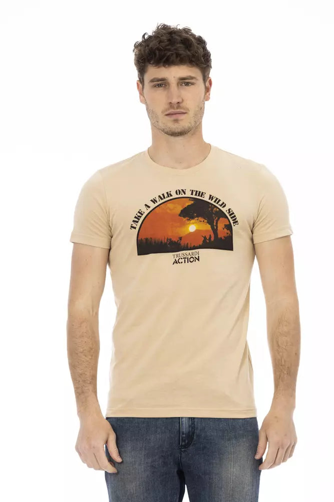 Trussardi Action Beige Cotton T-Shirt for Men
